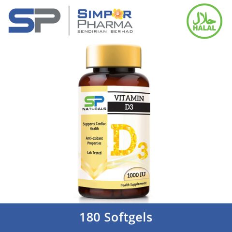 SIMPOR PHARMA Naturals Vitamin D3 Softgels 1000iu C180